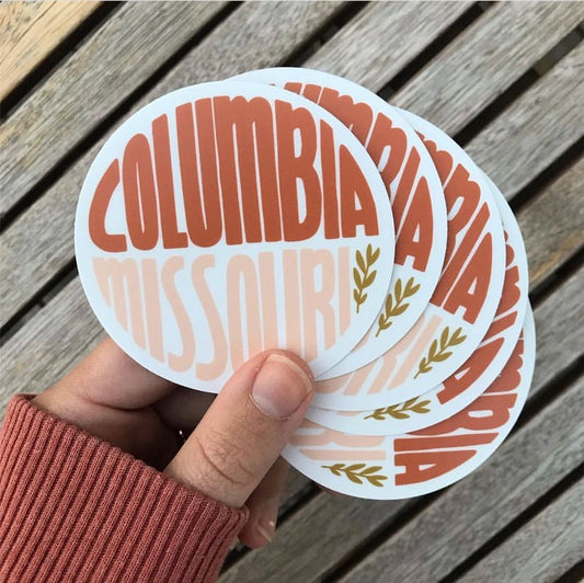 Rust and Pink Columbia Missouri Round Sticker