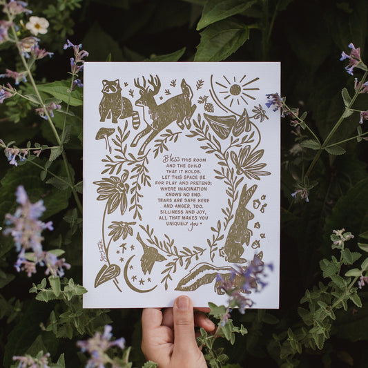 Woodland Nursery Letterpress Art Print