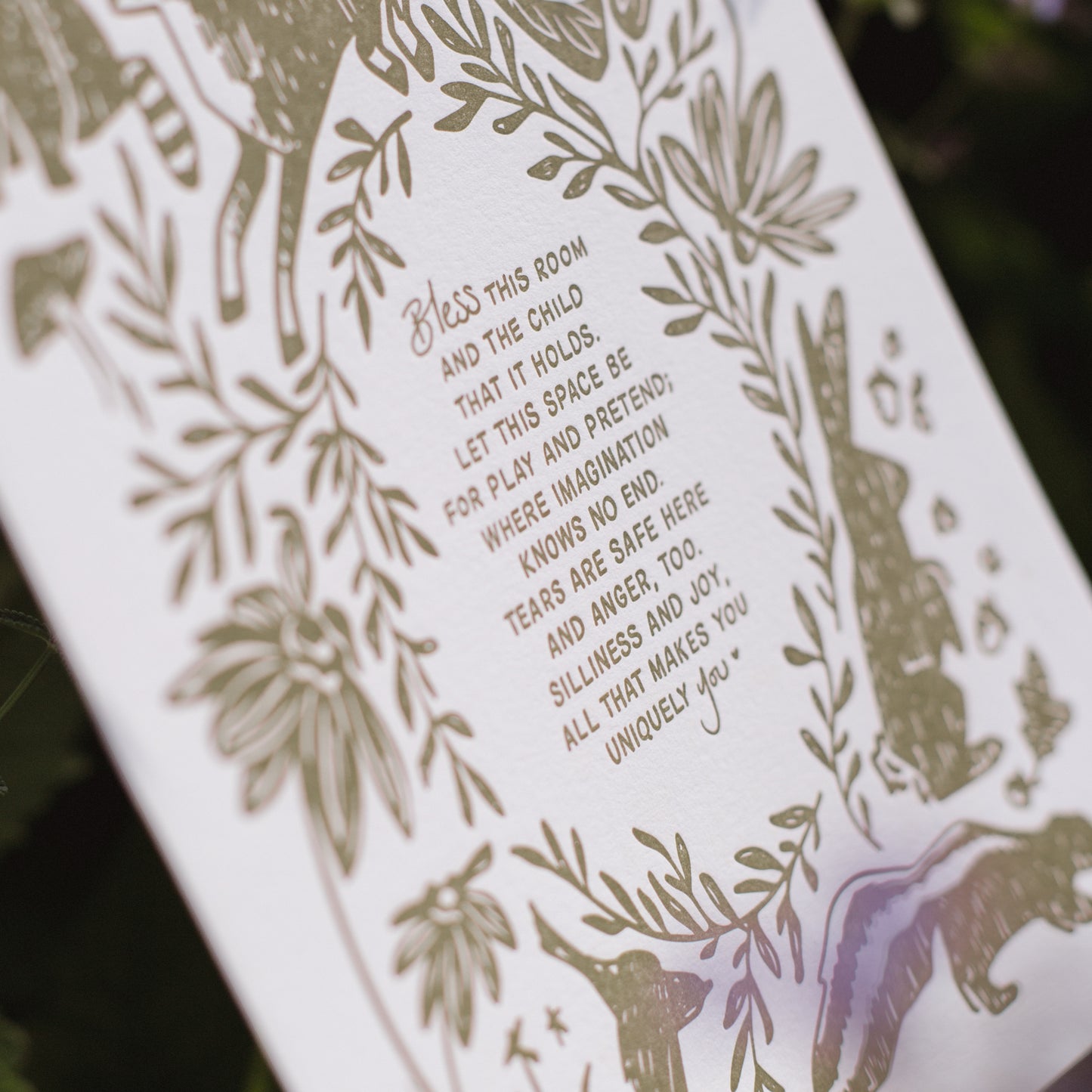 Woodland Blessing Letterpress Art Print